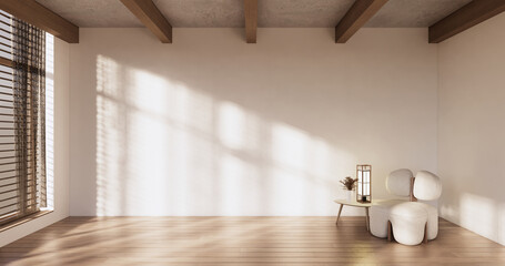 Wall Mural - Minimal Muji style, Empty wooden room,Cleaning japandi room interior.