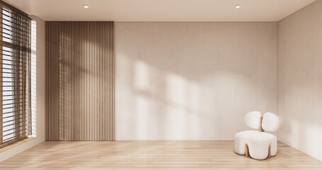 Poster - Minimal Muji style, Empty wooden room,Cleaning japandi room interior.