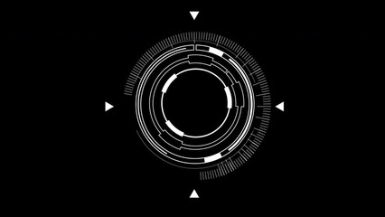 white hud circle user interface on isolated black background. target searching scope and scanning el
