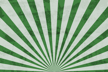 Wall Mural - Vintage abstract green sunrays background with grunge texture, vector illustration