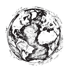 Planet Earth sketch hand drawn in engraving style Vector illustration