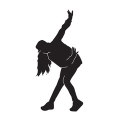 Poster - Silhouette of a woman performing modern dance. Illustration of a female dancer action pose.