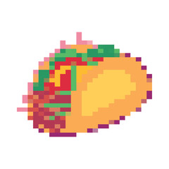 Canvas Print - flat pixelated taco