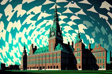Wall Mural - view of the city hall in Copenhagen, Denmark. Generative AI