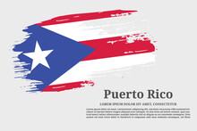 Puerto Rico Flag Grunge Brush And Poster, Vector
