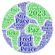 Peace 2023 word cloud in different languages 