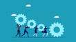 © Nastudio - Business people work together or work as a team to create an organization. cooperation business people holding cogs vector