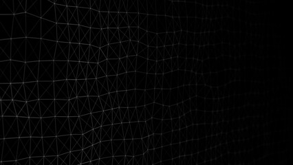Wall Mural - wave of digital particles on a black background. abstract interlacing lines and points. digital conn