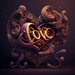© ADDICTIVE STOCK - Generative AI ornamental heart with Love inscription