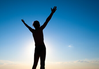 Wall Mural - Happy Man with Hands Up