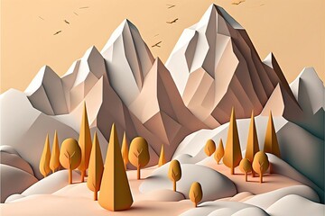 Wall Mural - 4K resolution or higher, Vector graphic Minimal Italian landscape, snow, Christmas, mountain, minimalistic design. Generative AI Technology