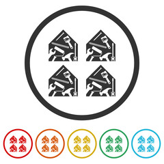 Sticker - Home repair logo. Set icons in color circle buttons