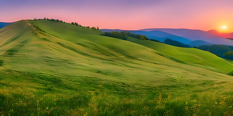 Wall Mural - Wonderful springtime landscape in mountains, rural scenery