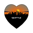 Seattle Washington USA Skyline Silhouette Retro Vintage Sunset Seattle Lover Travel Souvenir Sticker Vector Illustration SVG EPS