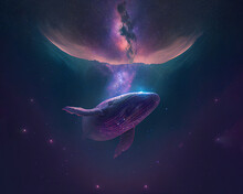 Whale Flying In Space