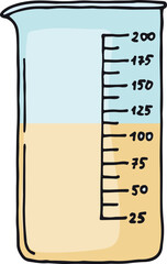 Poster - Lab beaker with chemical liquid. Color doodle icon