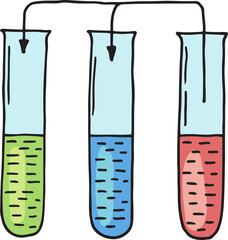 Sticker - Chemical liquid separation icon. Laboratory glass doodle