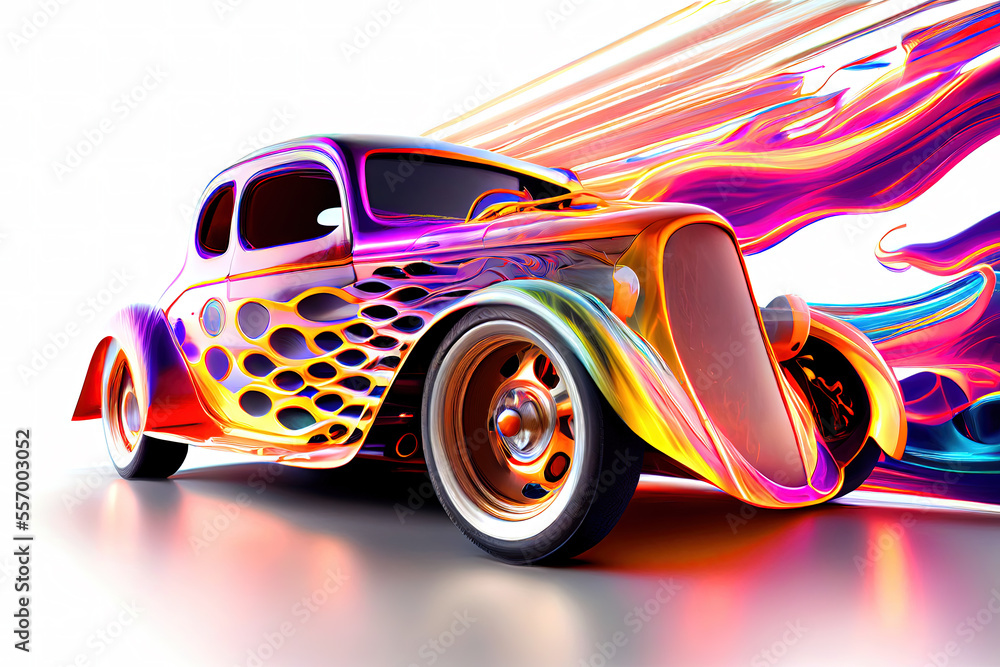 Computer Generated Hot Rods Colourful Surreal Custom Hot Rod Generative AI Illustration Stock ...