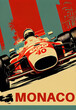 Colourful Retro Monaco Grand Prix Poster Generative AI Illustration