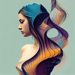Not a real fictional woman as an abstract illustration made with Generative AI