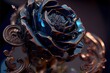 Glass metal roses incredible detail lots of detail. AI generated art illustration.