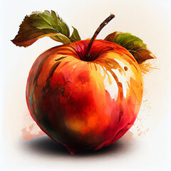 Wall Mural - red apple with leaves