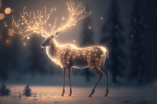 A Magic Festive Reindeer Covered In Glowing Lights