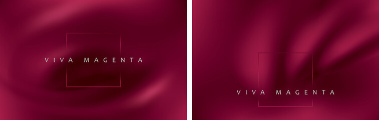 Abstract viva magenta background with smooth wavy texture background silk drapery concept. Wallpaper design for poster, presentation, website.