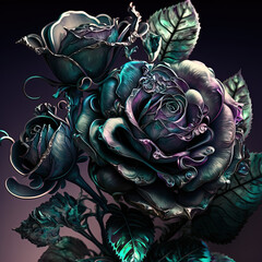 Sticker - alexandrite roses. generative AI picture