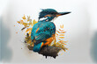 Double exposure king fisher bird generative art