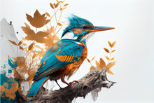 Double Exposure King Fisher Bird Generative Art