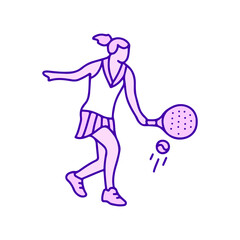 Wall Mural - Woman playing padel sport doodle art, illustration for t-shirt, sticker, or apparel merchandise. With modern pop style.