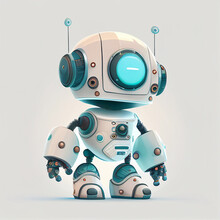 Character Design Of Little Robot On Isolated Background (Created With Generative AI Technology).