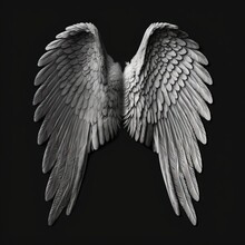  A Black And White Photo Of Two Wings On A Black Background.