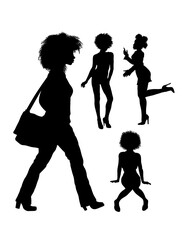 Sticker - Afro girl activity silhouette