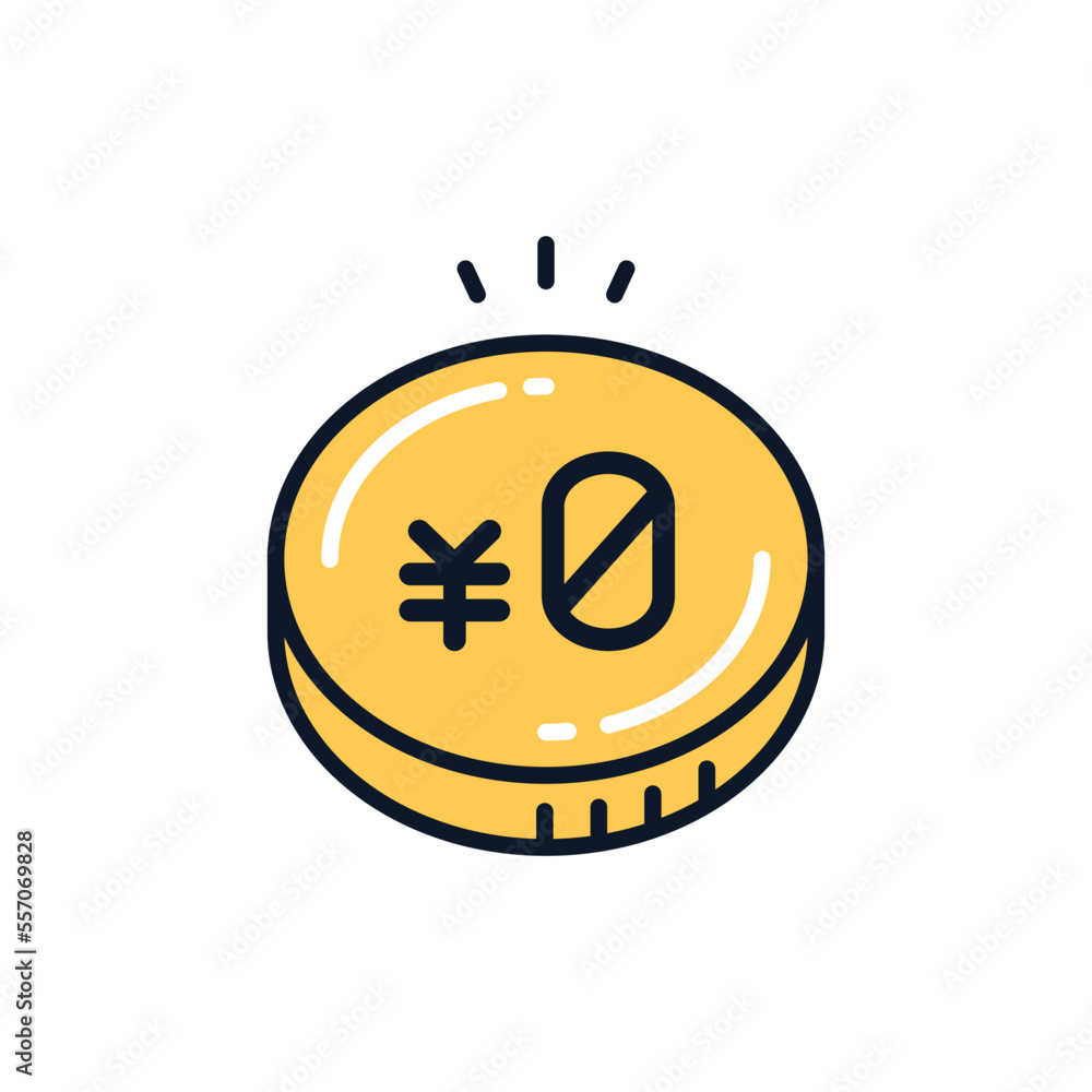 0円とコインのシンプルなベクターアイコンイラスト素材 Stock Vector | Adobe Stock