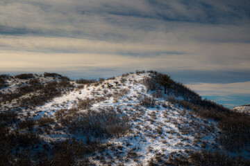 Poster - 2022-12-23 SNOW COVERED HILL WITH A NICE SKY IN THE PHILLIP MILLER HIKING TRAILS IN CASTLEROCK COLORADO