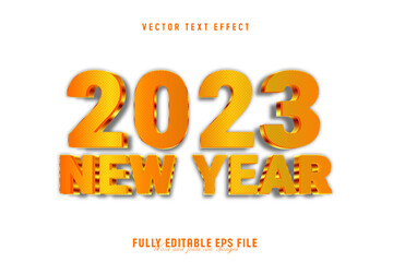 Wall Mural - 2023 Hapyy new year gold 3d vector text effect