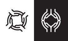 Black White Safe Hands Logo Design Illustration Vector Template