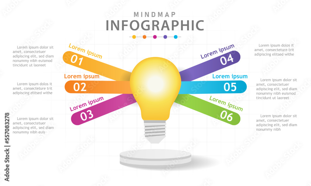 Infographic template for business. 6 Steps Modern Mindmap diagram with ...