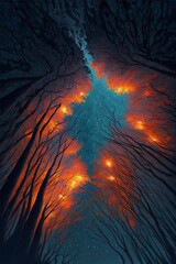 Fototapete - Tree canopy at night
