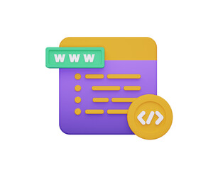 Wall Mural - programming icon with syntax code 3d illustration