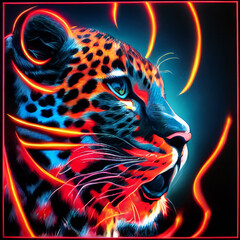  cute animal little pretty red leopard portrait from a splash of watercolor illustration