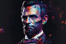 Portrait Illustration Of Abraham Lincoln Colorful Artistic 