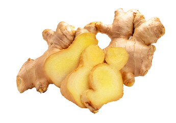 Ginger on white background, Fresh Ginger root on white background PNG File.