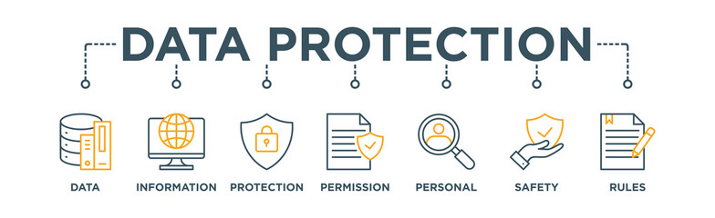 data protection banner web icon vector illustration concept with icon of data, information, protecti