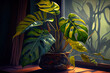 leaves, loves and cares for house plant