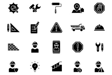 Wall Mural - Construction illustration icon set. Glyph icon style. Simple vector design editable