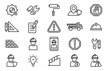 Wall Mural - Construction illustration icon set. Line icon style. Simple vector design editable