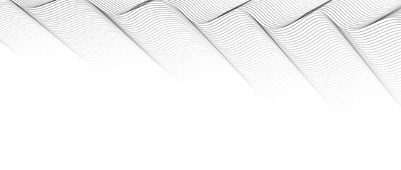  Wave line background with smooth shape. Beautiful wavy line on a white background. Horizontal banner template. Abstract futuristic template. Chrome technological wallpaper.